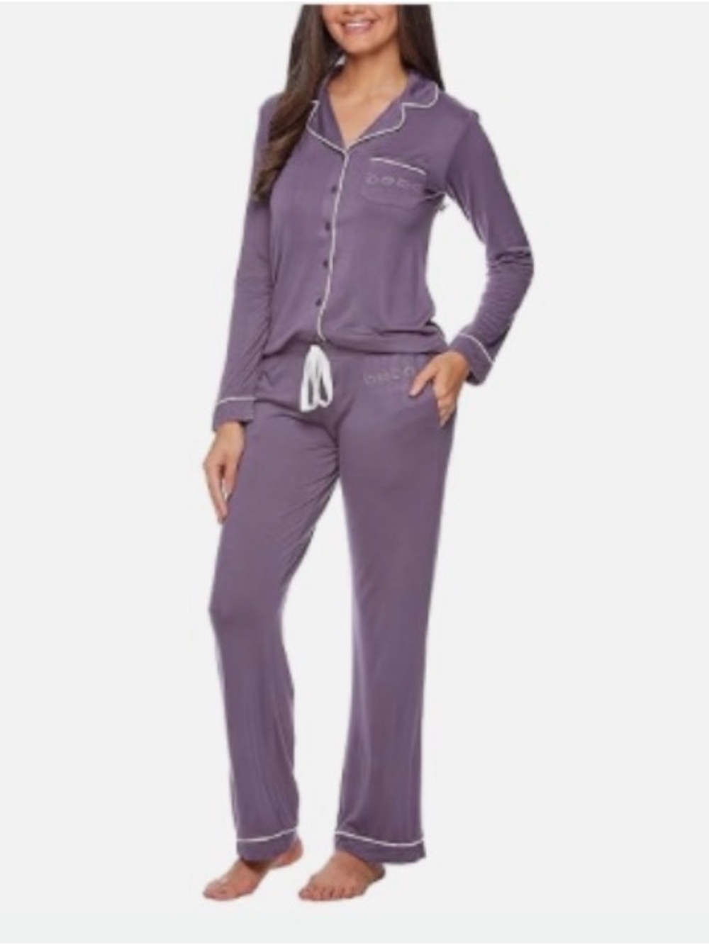 Bebe Pajama Set Purple Long Sleeve Sleepwear Lounge Set Size XL